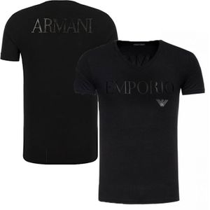 Armani T-shirt V-hals megalogo zwart