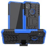 Antislip Xiaomi Redmi 9C, Redmi 9C NFC Hybrid Case met Standaard - Blauw / Zwart