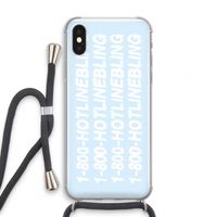 Hotline bling blue: iPhone X Transparant Hoesje met koord