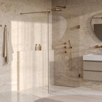 Brauer Void - Inloopdouche - Helder Glas - 130 x 200 cm - incl. Glascoating - PVD Goud Geborsteld