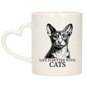 Cadeau mok voor katten liefhebbers - Cornish Rex - hartjes oor - keramiek - 300 ml