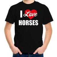 Paarden t-shirt I love my horses / Ik hou van mijn paarden - zwart voor kinderen