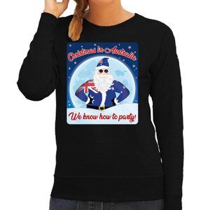 Foute Australie kerstborrel trui / kersttrui christmas in Australia zwart voor dames 2XL (44)  -