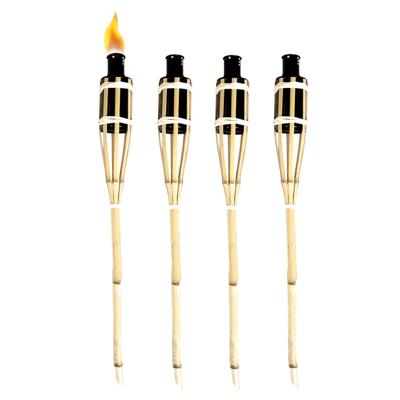 Esschert Design Tuinfakkel - 6x - bamboe - navulbaar - 60 cm - sfeer verlichting
