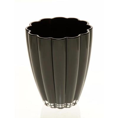 Bloemvorm vaas - zwart - glas - H17 cm - Vazen