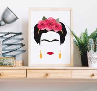 Muurstickers woonkamer portret Frida Kahlo