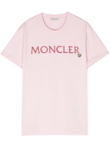 Moncler t-shirt en coton à logo brodé - Rose