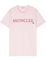 Moncler t-shirt en coton à logo brodé - Rose - thumbnail