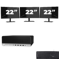HP ProDesk 600 G5 SFF - Intel Core i7-9e Generatie - 8GB RAM - 256GB SSD - Windows 11 + 3x 22 inch Monitor