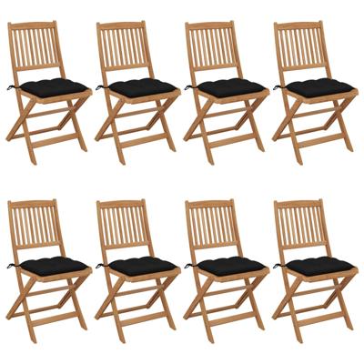 Tuinstoelen 8 st inklapbaar met kussens massief acaciahout