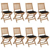 Tuinstoelen 8 st inklapbaar met kussens massief acaciahout