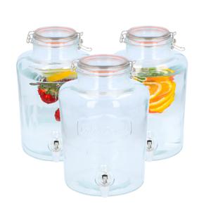 Drank dispenser/limonadetap - 3x - 8 liter - glas - met kraantje