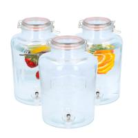 Drank dispenser/limonadetap - 3x - 8 liter - glas - met kraantje