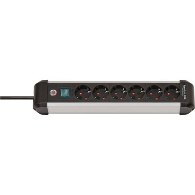 Brennenstuhl 1391030600 Alu-Line PDU | Stekkerdoos | 16A met 6x Type F Stopcontacten | Aan/uit Schakelaar | 3 meter