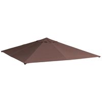 Outsunny partytentdak, vervangend dak voor partytent, partytentafdekking, polyester bescherming tegen de zon, koffie, 3 x 3 m - thumbnail