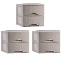 Thuis kantoor organizer ladeblok - 3x - 2 lades - 25 x 37 x 26 cm - kunststof - beige