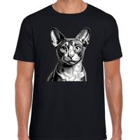 Cadeau/verkleed T-shirt heren - zwart - Cornish Rex kat/poes - kattenliefhebber