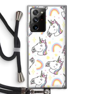Rainbow Unicorn: Samsung Galaxy Note 20 Ultra / Note 20 Ultra 5G Transparant Hoesje met koord