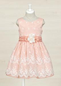 Abel & Lula Meisjes jurk organza borduursel - Roze