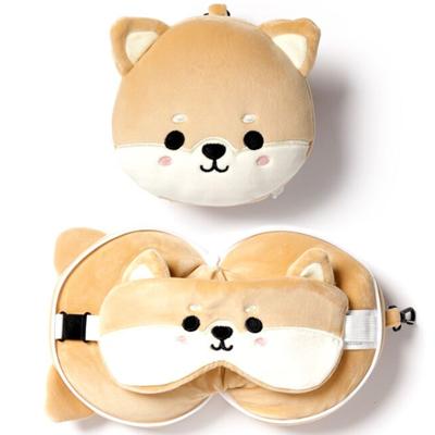 Relaxeazzz Reis set - Kat/poes knuffel/reiskussen/slaapmasker - voor kinderen