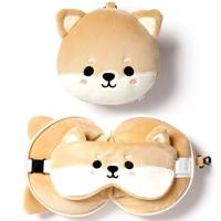 Relaxeazzz Reis set - Kat/poes knuffel/reiskussen/slaapmasker - voor kinderen