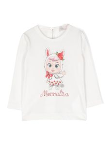 Monnalisa t-shirt en coton à logo imprimé - Blanc