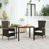 Tuintafel met houten blad poly ratten en acaciahout zwart