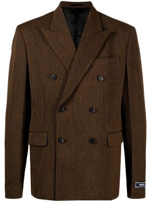 Versace blazer en laine à boutonnière croisée - Marron