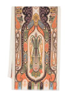 ETRO graphic-print cashmere-blend scarf - Tons neutres