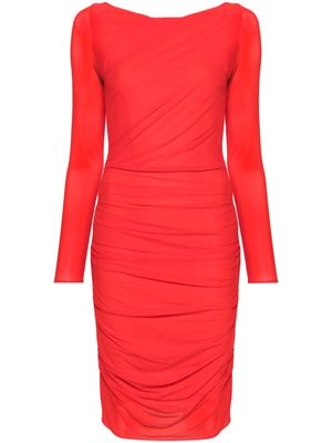Talbot Runhof robe mi-longue à fronces - Rouge