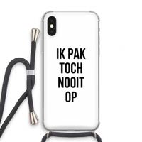 Ik pak nooit op: iPhone X Transparant Hoesje met koord