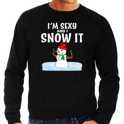 Foute humor Kersttrui - sexy sneeuwpop - Kerst sweater - zwart - heren - kerstborrel