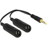 Delock 65683 audio splitter stereo jack male 3.5 mm > 2 x stereo jack fem 3.5mm met volume regelaar - thumbnail