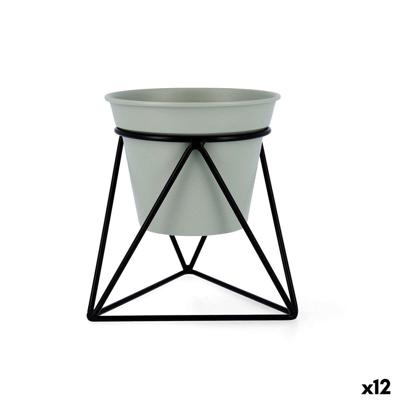 Bloempot met standaard Vinthera Moa Groen Metaal 14,5 x 12,5 x 15 cm (12 Stuks)