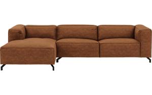 Goossens Bank Calvin cognac, micro leer, 3,5-zits, modern design