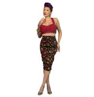High Waisted Pencil Skirt Black Cherry-XL | 38% korting