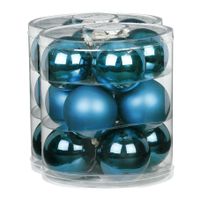 24x stuks glazen kerstballen diep blauw 8 cm glans en mat - thumbnail