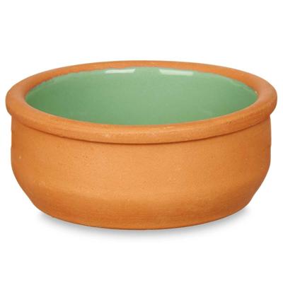 Tapas/creme brulee serveer schaaltjes - 6x - mini - terracotta/groen - 8 x 4 cm