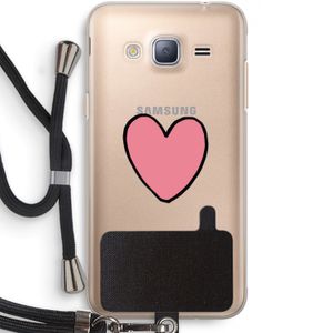 Hartje: Samsung Galaxy J3 (2016) Transparant Hoesje met koord