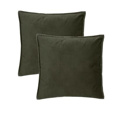 Bank/sierkussens huiskamer Sophia - 2x stuks - 52 x 52 cm - Olijfgroen - polyester - met rits