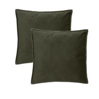 Bank/sierkussens huiskamer Sophia - 2x stuks - 52 x 52 cm - Olijfgroen - polyester - met rits