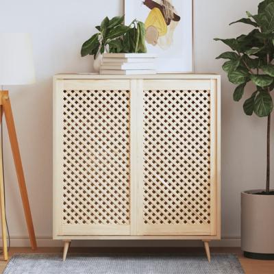 VidaXL Kastdeuren met latwerk 2 st 49,5x99 cm massief grenenhout