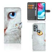Motorola Moto G60s | Telefoonhoesje | Met pasjeshouder | Witte Kat