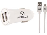 Mobilize Mobilize Car Charger 2x USB + USB to Micro USB Cable 12W 1m. White