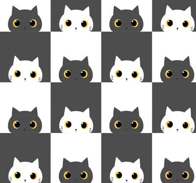 Slaapkamer behang Zwart-witte katten op film