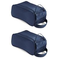 Schoenentas/reistas - 2x stuks - donkerblauw - 9 liter - 35 x 18 x 16 cm - nylon 420D