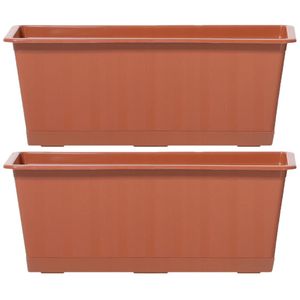 2x Terracotta kunststof Agro plantenbakken/bloembakken 50 cm - Plantenbakken