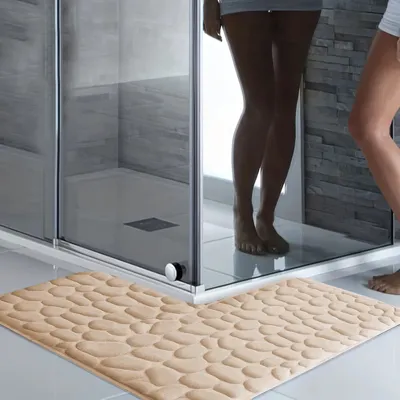 LushStep L-Vormige Badmat - Dikke, Antislip & Superzachte Mat - Voor Douche, Badkamer & Entree