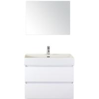 Maxx XL Badmeubelset 80 cm - Wit Hoogglans - Wastafel Kube 1 Kraangat met Spiegel