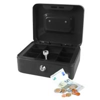 Geldkistje/kluisje met slot - zwart - 25 cm - metaal - incl 2 sleutels